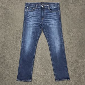 Uniqlo Jeans Mens 36 Blue Denim Pants Slim Straight Fit Stretch Selvedge 36x32